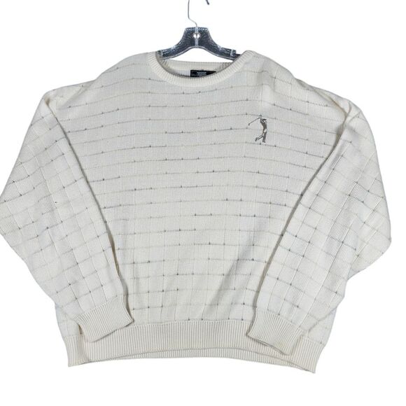 Fairway Sport‎ White Cotton Golf Sweater Textured Knit Pattern XL - Picture 1 of 7